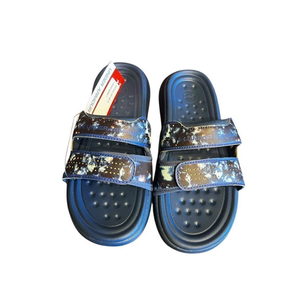 Under Armour woman’s 10 Ansa Studio blue galaxy Graphic Slides new
